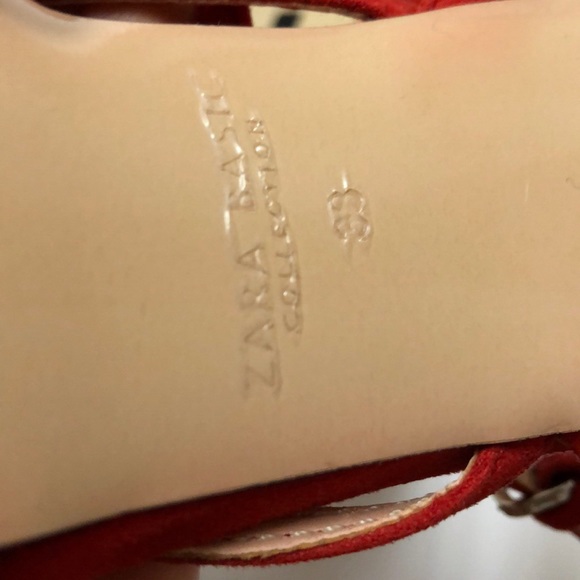 Zara Red Retro Platform Cage Sandal Heels 8 - Picture 6 of 6